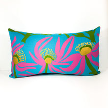 Cushion 'Manwak (Mumeka Blooms / Fleurs Mumeka)' by Deborah Wurrkidj - Turquoise, 30x50cm