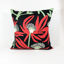 Cushion 'Manwak (Mumeka Blooms / Fleurs Mumeka)' by Deborah Wurrkidj - Black, 40x40cm
